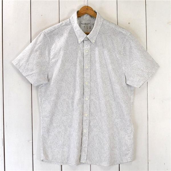 Abercrombie & Fitch アバクロ 半袖 ボタンダウン シャツ S ホワイトベース デザインシャツ 春夏対応 8GWR0878ED265 / 6TE051 | Abercrombie&Fitch