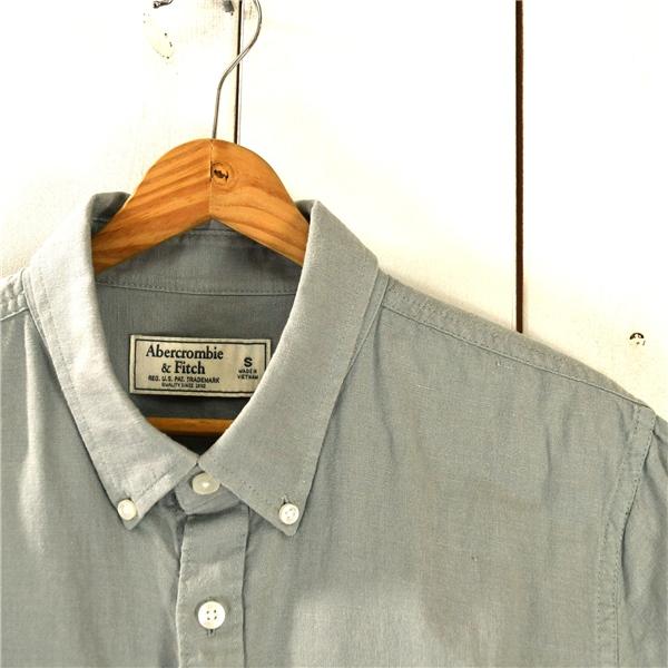 Abercrombie & Fitch アバクロ 麻リネン60％ コットン40％ 半袖 ボタンダウン シャツ S ライトカーキ ロゴ刺繍付 春夏対応 / 6TE052 | Abercrombie&Fitch | 02