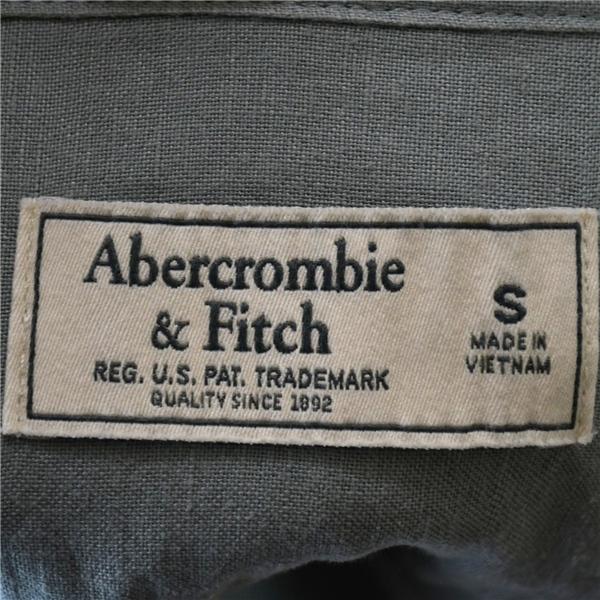 Abercrombie & Fitch アバクロ 麻リネン60％ コットン40％ 半袖 ボタンダウン シャツ S ライトカーキ ロゴ刺繍付 春夏対応 / 6TE052 | Abercrombie&Fitch | 03