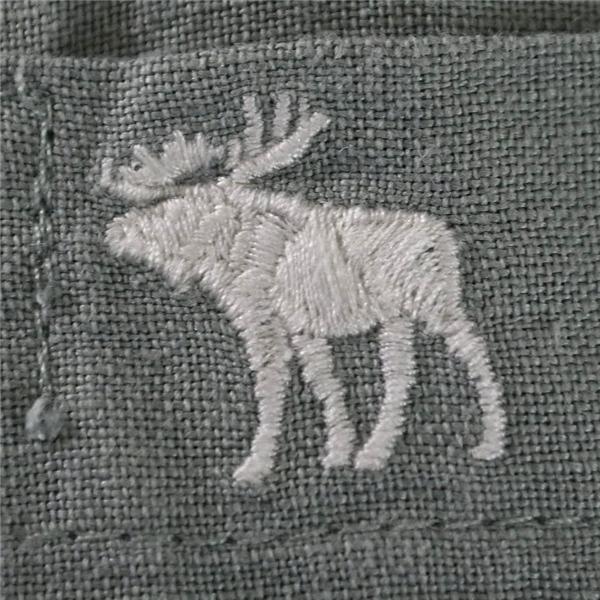 Abercrombie & Fitch アバクロ 麻リネン60％ コットン40％ 半袖 ボタンダウン シャツ S ライトカーキ ロゴ刺繍付 春夏対応 / 6TE052 | Abercrombie&Fitch | 05