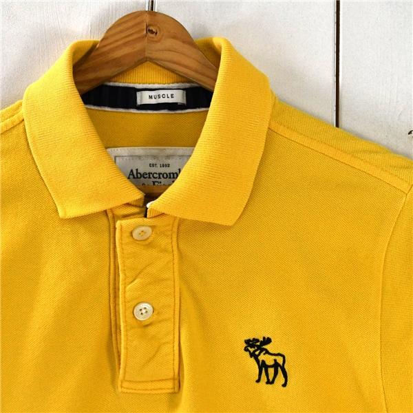Abercrombie & Fitch アバクロ MUSCLE コットン100％ ポロシャツ 半袖シャツ M イエロー ヘラジカ 鹿 ロゴ 春夏対応 / 6TE053 | Abercrombie&Fitch | 02