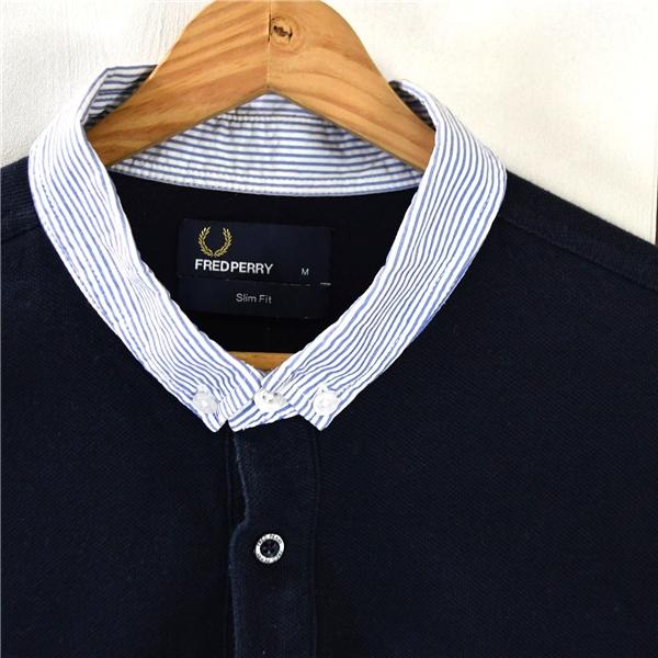 フレッドペリー FRED PERRY コットン100％ ボタンダウン ポロシャツ 半袖シャツ M ダークネイビーベース ロゴ刺繍 春夏対応 / 6TE056 | FRED PERRY | 02