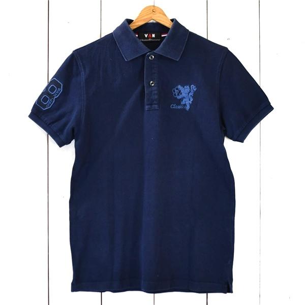 ヴァン VAN JAC classics コットン100％ ポロシャツ 半袖シャツ M ダークネイビー 刺繍入り アイビー バン アメトラ 春夏対応 / 6TE057 | VAN