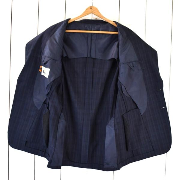 アクアスキュータム Aquascutum シルク混 2つボタン シングル シアサッカー ジャケット 94A6 / L 濃紺 袖口4つ釦 1750464S / 6TF002 | Aquascutum | 01