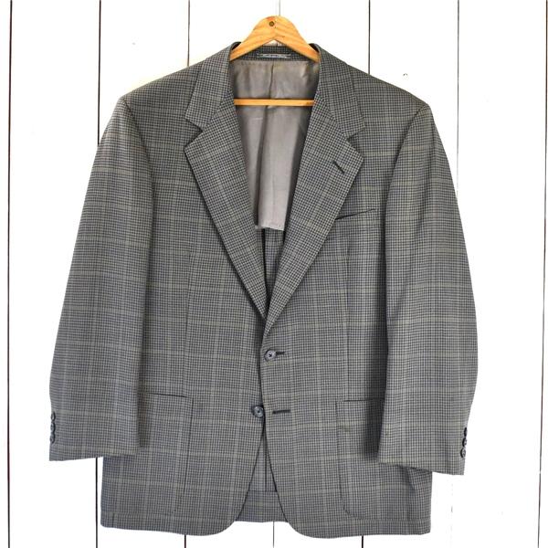 伊製 ゼニア Ermenegildo Zegna 2つボタン シングル ジャケット M カーキグレー オーバーチェック 袖口3つ釦 春夏対応 140320 / 6TF012 | ZEGNA