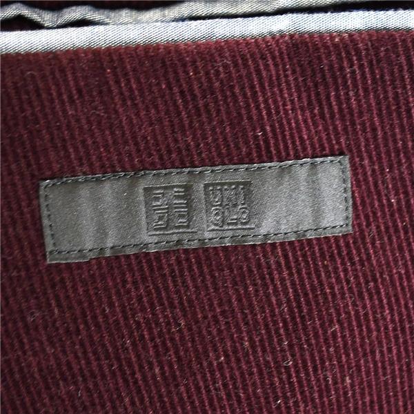 ユニクロ UNIQLO 2つボタン シングル コーデュロイ ジャケット XL ボルドー 袖口3つ釦 春秋冬対応 311-078864 / 6TF018 | ユニクロ | 03