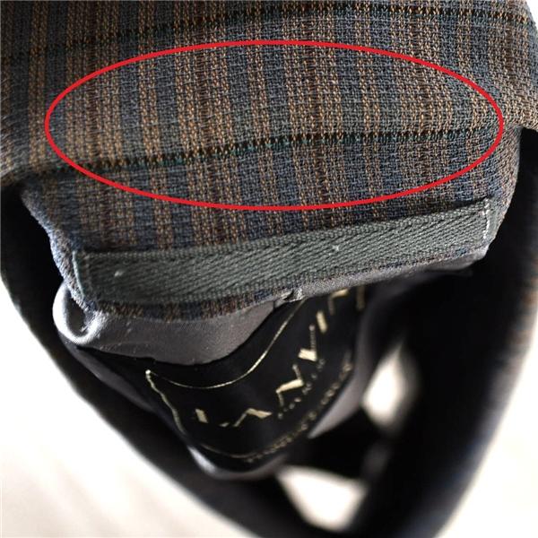 ランバン LANVIN 2つボタン シングル ジャケット S グレーベース チェックストライプ 袖口3つ釦 春夏対応 / 6TF034 | LANVIN | 04