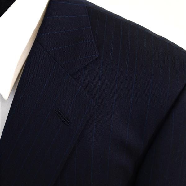 ダンヒル dunhill 2つボタン シングルスーツ AB7 L ダークネイビー ストライプ 濃紺 春秋 合物 背抜き ウール100%生地 袖口4つ釦 6UF008 | dunhill | 02