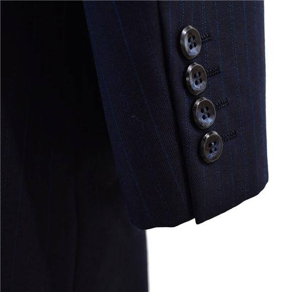 ダンヒル dunhill 2つボタン シングルスーツ AB7 L ダークネイビー ストライプ 濃紺 春秋 合物 背抜き ウール100%生地 袖口4つ釦 6UF008 | dunhill | 03