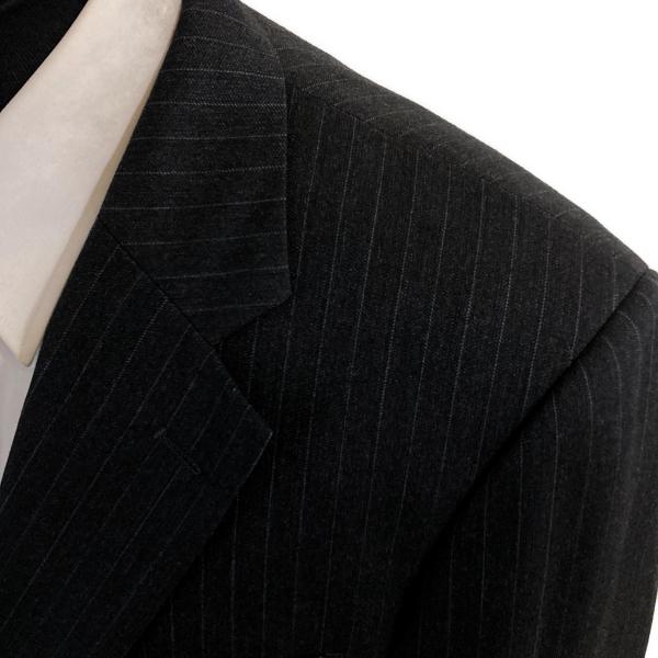 HARDY AMIES 2パンツ 2つボタンシングル スーツ AB7 L ダークグレー ストライプ ツータック 春秋冬対応 開き見せ 304208-019-1147 6UG012 | ブランド登録なし | 02