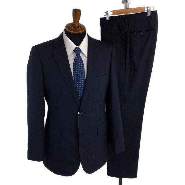 SPEZZATO MACKENZIE 2パンツ 2つボタンシングル スーツ Y6 M ダークネイビー ストライプ ノータック 春秋対応 開き見せ 細身 6UG031 | ブランド登録なし
