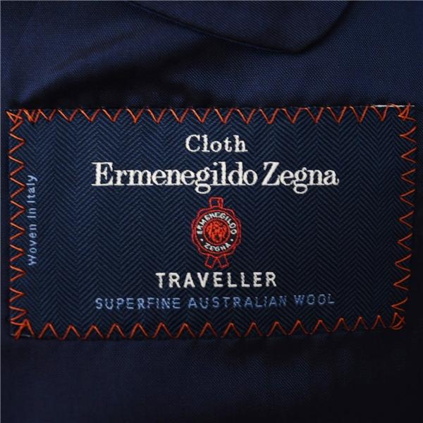 美品 SELFISH 伊製 ゼニア生地 2つボタン シングルスーツ XL BE6 ダークネイビー チェック 袖口4つ釦 本切羽 107000 夏物 春夏 6XA001 | ZEGNA | 04