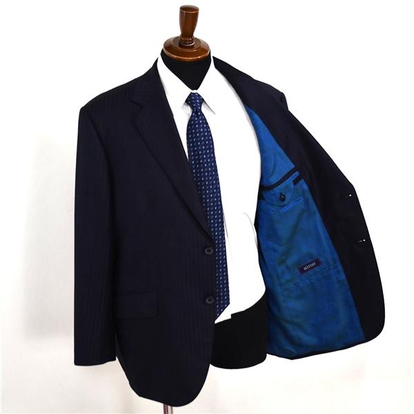 SELFISH 伊製 ゼニア生地 2つボタン シングルスーツ XL BE6 ダークネイビー ストライプ 袖口4つ釦 本切羽 134095 夏物 春夏 薄手 6XA002 | ZEGNA | 01