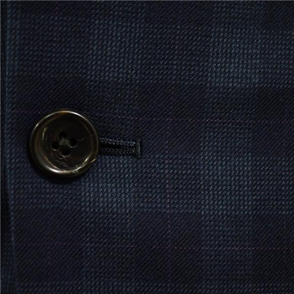 美品 コムサイズム 2つボタン シングルスーツ S YA3 ダークネイビー チェック ノータック 袖口4つ釦 開き見せ 47-01SA17 合物 春秋 6XA009 | COMME CA ISM | 02