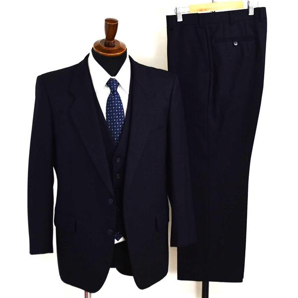 Reizmann 3ピース 2つボタン シングルスーツ M AB4 ダークネイビー ストライプ ノータック 開き見せ 6723-26031B 合物 春秋 6XA015 | ブランド登録なし