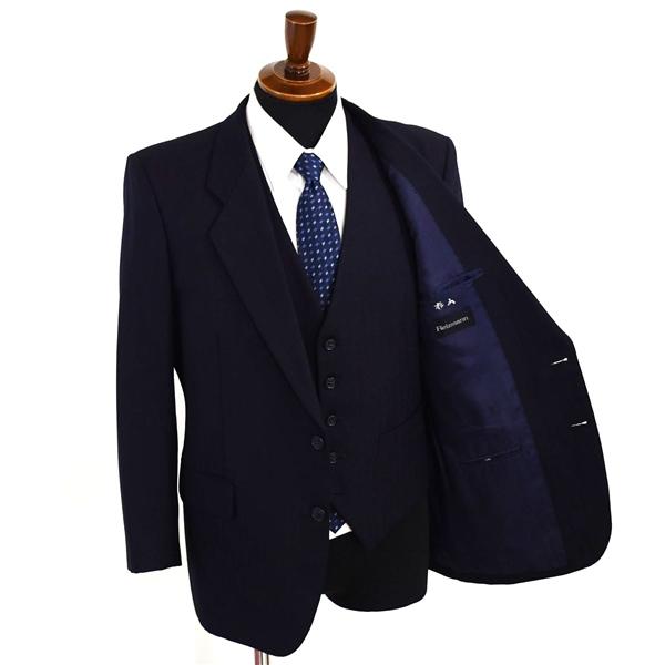 Reizmann 3ピース 2つボタン シングルスーツ M AB4 ダークネイビー ストライプ ノータック 開き見せ 6723-26031B 合物 春秋 6XA015 | ブランド登録なし | 01