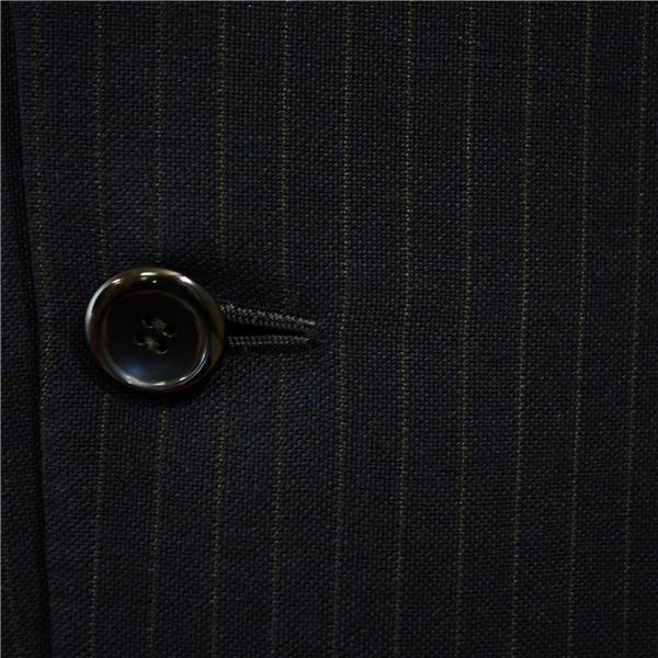 ノーブランド 2つボタン シングルスーツ S AB3 ダークネイビー ストライプ ノータック 袖口3つ釦 開き見せ 夏物 春夏 薄手 6XA022 | ブランド登録なし | 02
