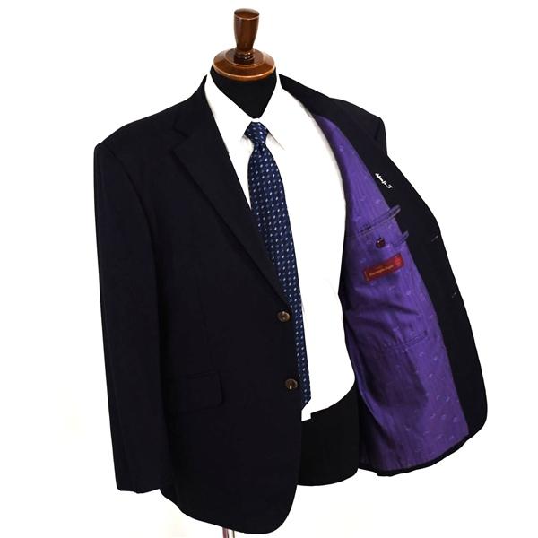 PARTENZA 伊製 ゼニア生地 2つボタン シングルスーツ L BB6 ダークネイビー ストライプ 袖口4つ釦 開き見せ 0124961 合物 春秋 6XA024 | ZEGNA | 01