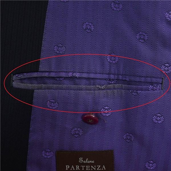 PARTENZA 伊製 ゼニア生地 2つボタン シングルスーツ L BB6 ダークネイビー ストライプ 袖口4つ釦 開き見せ 0124961 合物 春秋 6XA024 | ZEGNA | 07