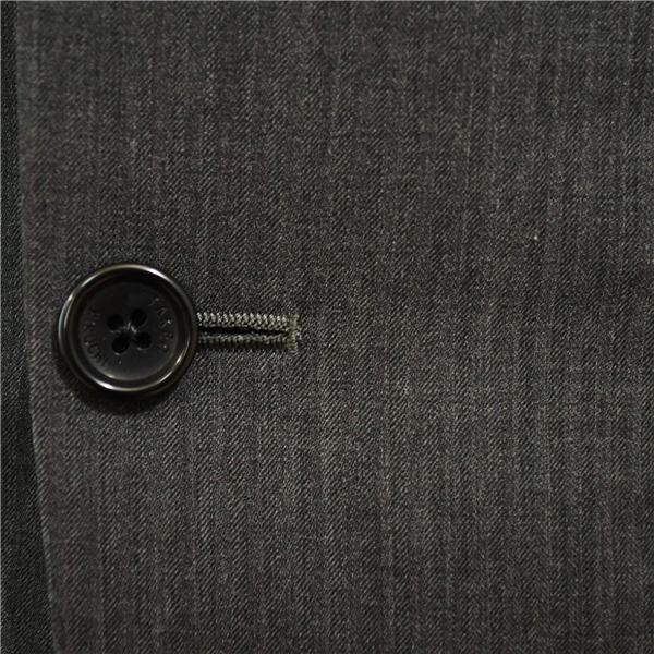 タケオキクチ シルク混 2つボタン シングルスーツ M Y6 ダークグレー ストライプ 袖口4つ釦 開き見せ 7642-804 夏物 春夏 薄手 6XA025 | TAKEO KIKUCHI | 02