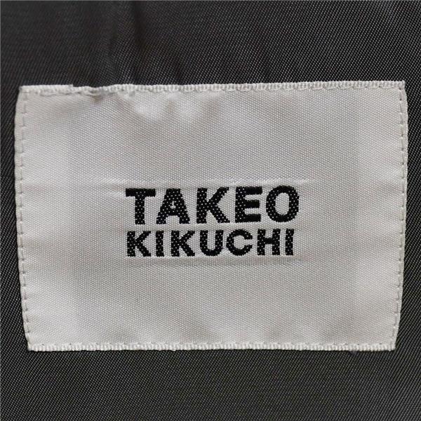 タケオキクチ シルク混 2つボタン シングルスーツ M Y6 ダークグレー ストライプ 袖口4つ釦 開き見せ 7642-804 夏物 春夏 薄手 6XA025 | TAKEO KIKUCHI | 03