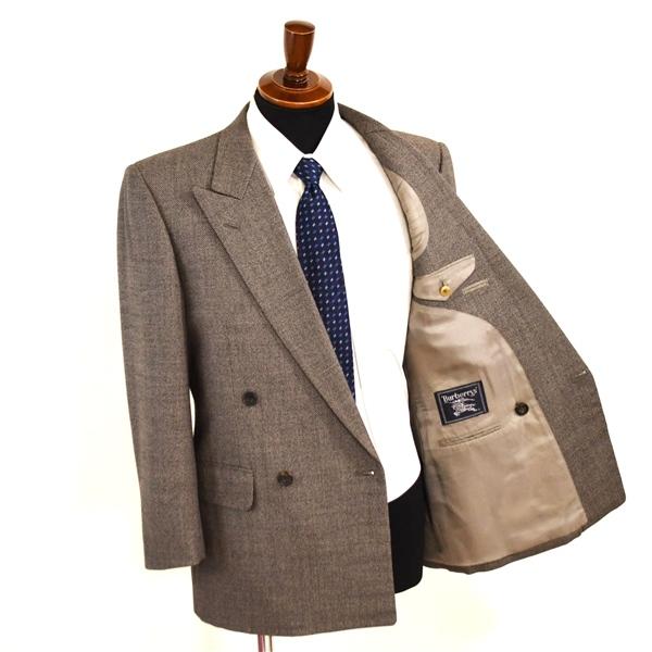 バーバリー 4つボタン ダブルスーツ S A4 ダークグレージュ 千鳥格子 袖口4つ釦 開き見せ BBD41-300-55 合物 春秋 6XA029 | BURBERRY | 01