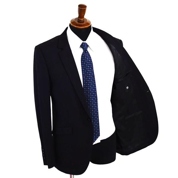 スーツセレクト 2つボタン シングルスーツ L AB6 ブラック ストライプ ノータック 袖口4つ釦 本切羽 BLK1306 合物 春秋 6XA031 | SUIT SELECT | 01