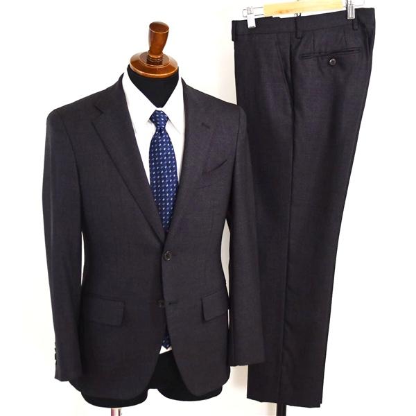 ONLY 2つボタン シングルスーツ S A4 ダークグレー モザイクチェック ノータック 袖口4つ釦 開き見せ 8-0122-42-001 合物 春秋 6XA037 | ONLY