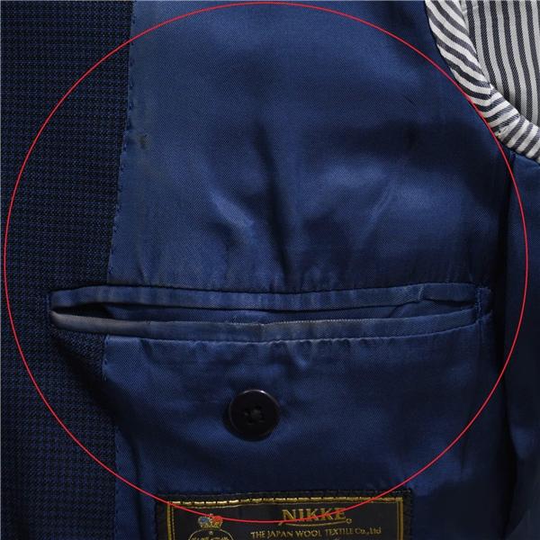 トゥモローランド 2つボタン シングルスーツ S YA4 ダークネイビー 千鳥格子 ノータック 袖口4つ釦 開き見せ 61-06-71-06507 春夏物 6XA038 | TOMORROWLAND | 08