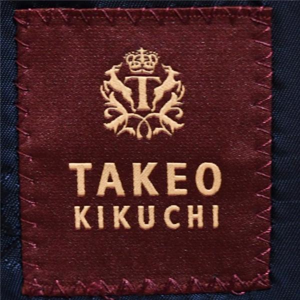 タケオキクチ シルク混 2つボタン シングルスーツ XL AB8 ダークネイビー ストライプ ノータック 開き見せ AD070-64006JA 合物 春秋 6XA042 | TAKEO KIKUCHI | 03