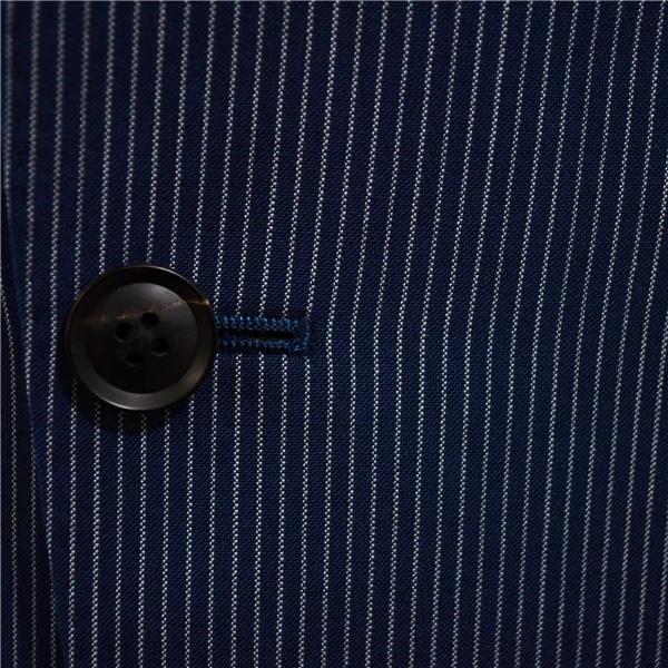 美品 スーツセレクト 段返り 3つボタン シングルスーツ XL A8 ダークネイビー ストライプ ノータック 本切羽 SLL1458 春夏物 薄手 6XA051 | SUIT SELECT | 02