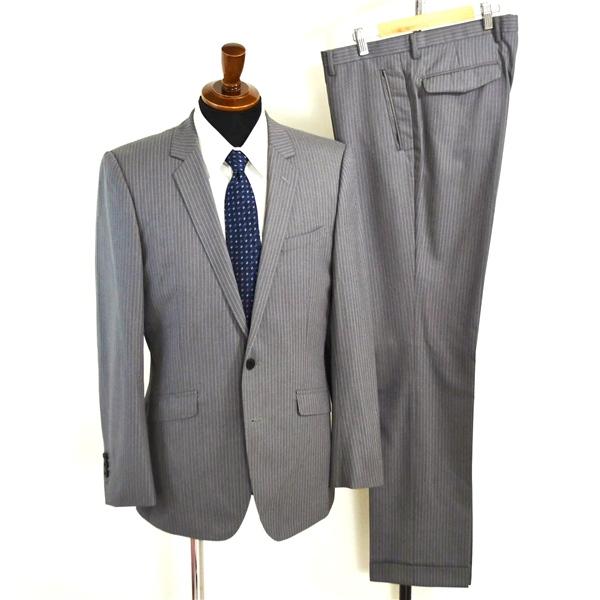P.S.FA シルク混生地 2つボタン シングルスーツ XL A8 ライトグレー ストライプ ノータック 本切羽 TN240253-15S 夏物 春夏 薄手 6XA053 | Perfect Suit FActory