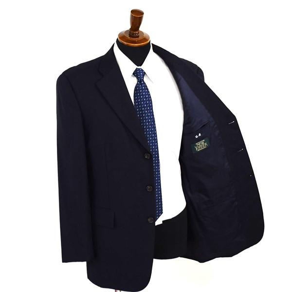 ニューヨーカー 3つボタン シングルスーツ L A7 ダークネイビー ツータック 袖口4つ釦 開き見せ PLPAA-811000 夏物 春夏 薄手 6XA059 | NEWYORKER | 01
