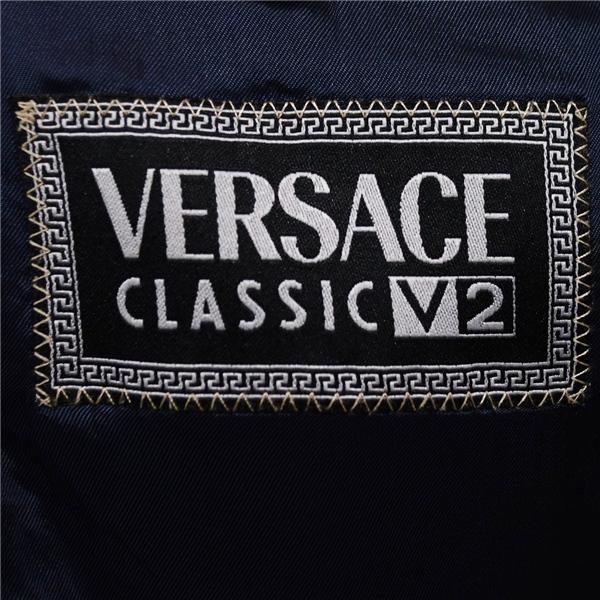 ヴェルサーチ 3つボタン シングルスーツ M A6 ダークグレー ストライプ かぶせ銀ボタン 開き見せ VERSACE 28F2K3 合物 春秋 6XA069 | VERSACE | 03
