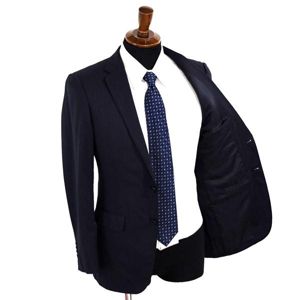 ユナイテッドアローズ シルク混 2つボタン シングルスーツ M YA5 ダークネイビー ストライプ ノータック 6123-699-0056 夏物 春夏 6XA072 | UNITED ARROWS | 01