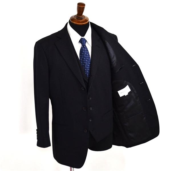 MEN'S TENORAS 3ピース 3つボタン シングルスーツ M A5 ブラック ストライプ 開き見せ TE-9015 合物 春夏秋 6XA102 | TENORAS | 01