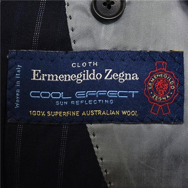 ユニバーサルランゲージ 伊製 ゼニア生地 2つボタン シングルスーツ L A7 ダークネイビー ストライプ ノータック 0618401 夏物 春夏 6XA107 | UNIVERSAL LANGUAGE | 04