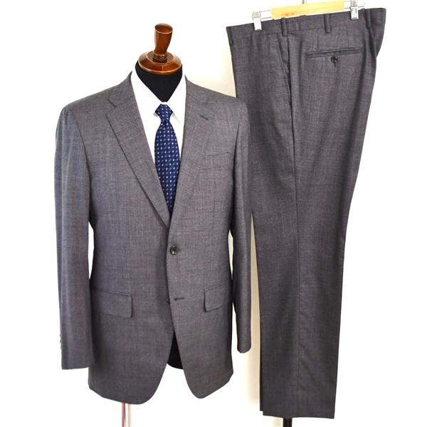 麻布テーラー 2つボタン シングルスーツ M A6 ダークグレー 千鳥格子 ノータック 開き見せ azabu tailor 夏物 春夏 薄手 6XA116 | 麻布テーラー