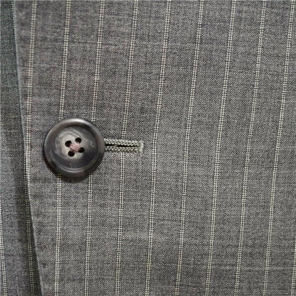 麻布テーラー 2つボタン シングルスーツ M A6 ライトグレー ストライプ ノータック 開き見せ azabu tailor 夏物 春夏 薄手 6XA117 | 麻布テーラー | 02