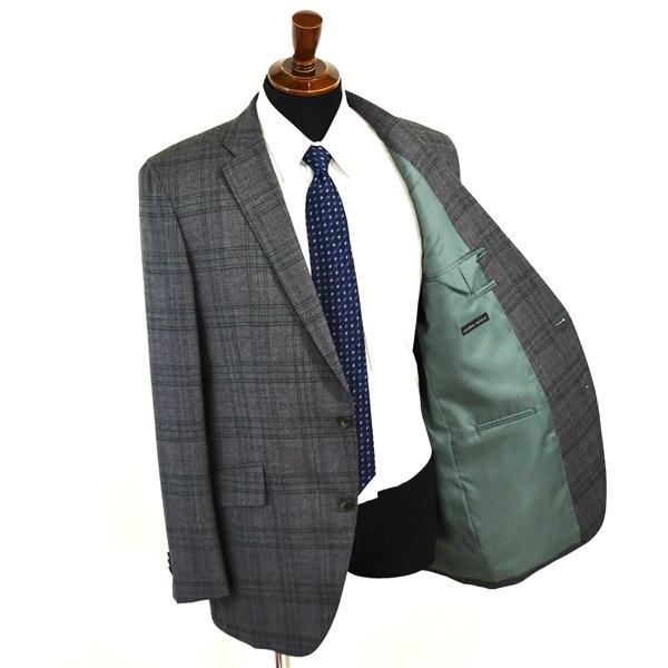 麻布テーラー 2つボタン シングルスーツ L A7 ダークグレー チェック ノータック 袖口4つ釦 開き見せ azabu tailor 夏物 春夏 薄手 6XA119 | 麻布テーラー | 01