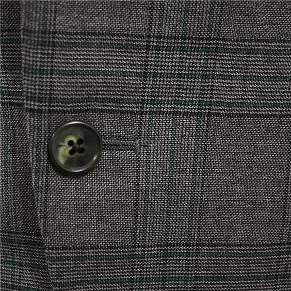 麻布テーラー 2つボタン シングルスーツ L A7 ダークグレー チェック ノータック 袖口4つ釦 開き見せ azabu tailor 夏物 春夏 薄手 6XA119 | 麻布テーラー | 02