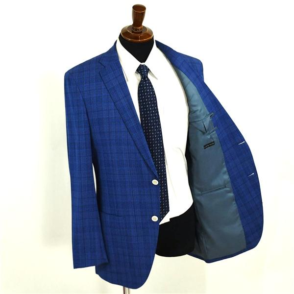 麻布テーラー 2つボタン シングルスーツ L A7 ネイビー グレンチェック ノータック 開き見せ azabu tailor 夏物 春夏 薄手 6XA120 | ブランド登録なし | 01