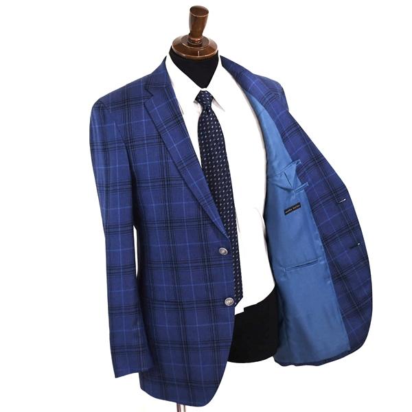 麻布テーラー 2つボタン シングルスーツ L A7 ダークネイビー チェック ノータック 開き見せ azabu tailor 夏物 春夏 薄手 6XA121 | ブランド登録なし | 01