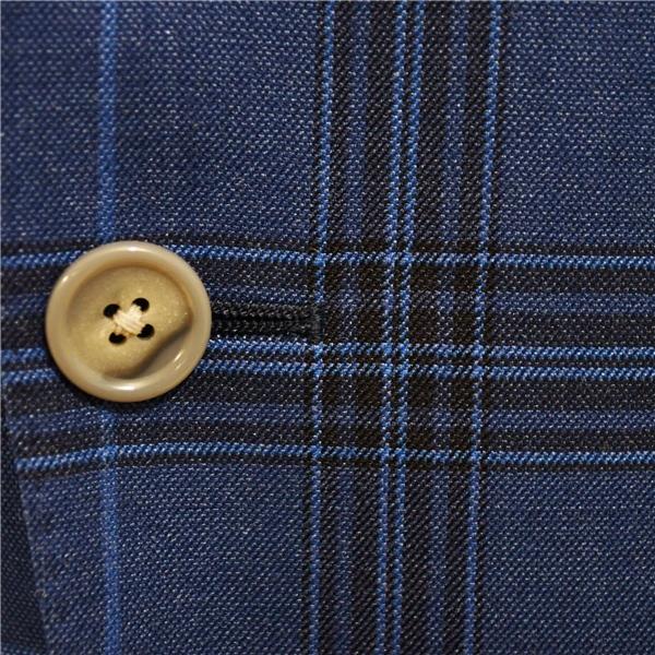 麻布テーラー 2つボタン シングルスーツ L A7 ダークネイビー チェック ノータック 開き見せ azabu tailor 夏物 春夏 薄手 6XA121 | ブランド登録なし | 02