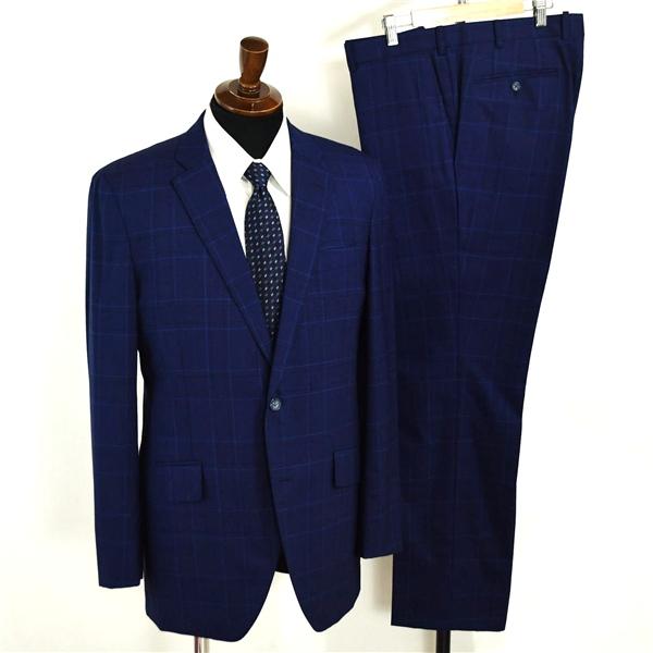 麻布テーラー 2つボタン シングルスーツ L A7 ダークネイビー グレンチェック ノータック 開き見せ azabu tailor 夏物 春夏 薄手 6XA124 | ブランド登録なし