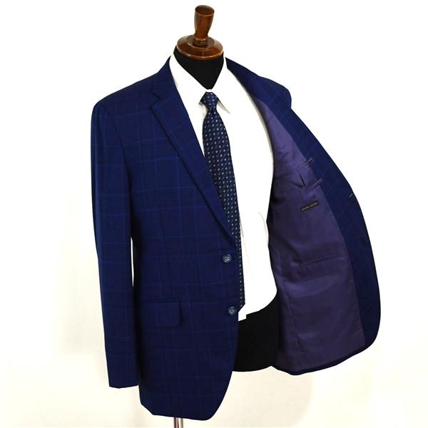 麻布テーラー 2つボタン シングルスーツ L A7 ダークネイビー グレンチェック ノータック 開き見せ azabu tailor 夏物 春夏 薄手 6XA124 | ブランド登録なし | 01