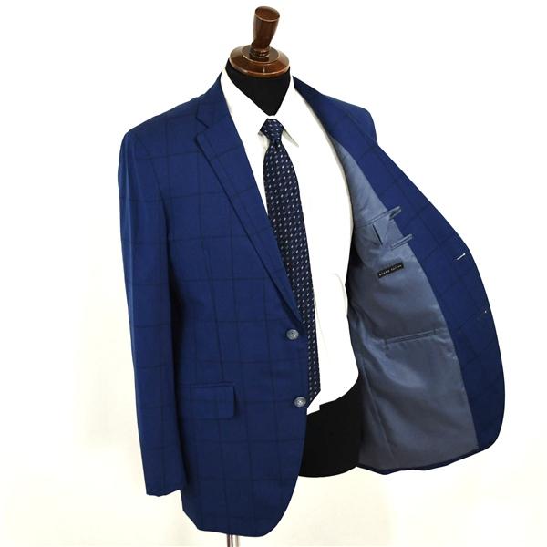 麻布テーラー 2つボタン シングルスーツ L A7 ダークネイビー ウインドペン ノータック 開き見せ azabu tailor 夏物 春夏 薄手 6XA125 | ブランド登録なし | 01