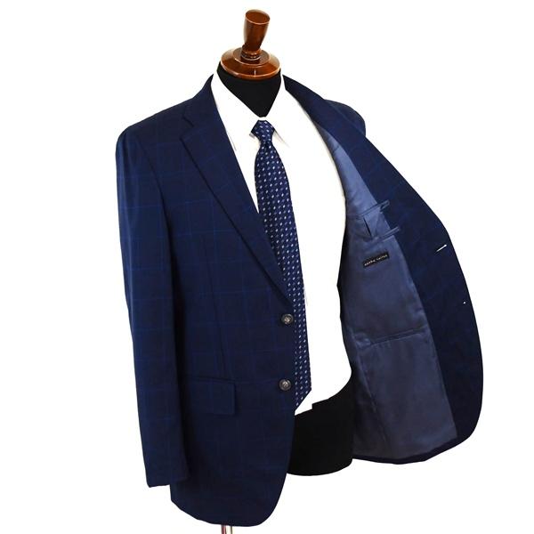 麻布テーラー 2つボタン シングルスーツ M A6 ダークネイビー ウインドペン ノータック 開き見せ azabu tailor 夏物 春夏 薄手 6XA126 | ブランド登録なし | 01