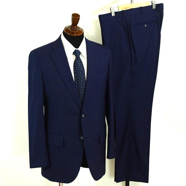 美品 麻布テーラー 2つボタン シングルスーツ M A6 ダークネイビー ウインドペン ノータック azabu tailor 夏物 春夏 薄手 6XA127 | ブランド登録なし