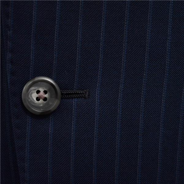 美品 麻布テーラー 2つボタン シングルスーツ M A6 ダークネイビー ストライプ ノータック azabu tailor 夏物 春夏 薄手 6XA130 | 麻布テーラー | 02